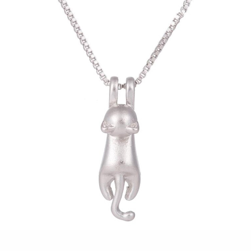 Silver Color Cat Necklace