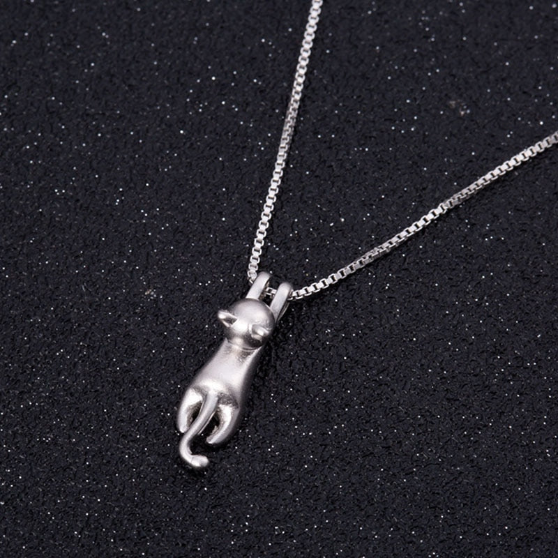 Silver Color Cat Necklace