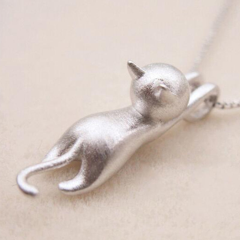 Silver Color Cat Necklace